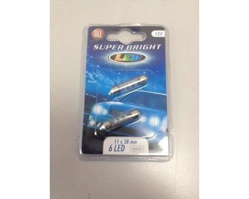 All Ride Superbright 6 LED Festoon 11 x 38mm – Pack of 2 White - VW T4 interior