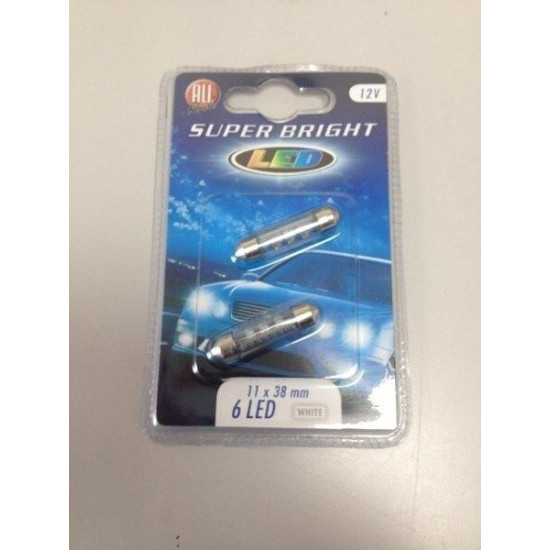 All Ride Superbright 6 LED Festoon 11 x 38mm – Pack of 2 White - VW T4 interior