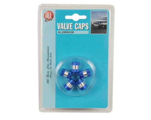 All Ride Valve Caps – Pack of 5 – Blue/Silver