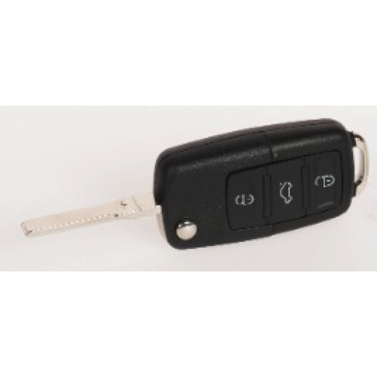 Flip Key Shell for VW – 3 Button, HU66 - VWT5/Golf/Polo/Audi/Skoda cut to photo