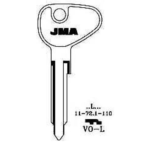 JMA Key Blank - VO-L - VW Split, Bay, Beetle, Camper
