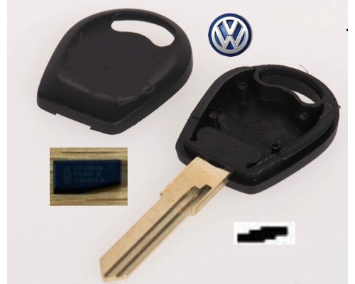 VW T4 Transponder key shell & BLANK ID44 Chip - Cut to photo